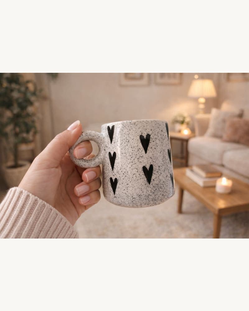 Black Heart Coffee Mug | Black Heart Mug | Heart Mug | Handmade Mug | Aesthetic Mug