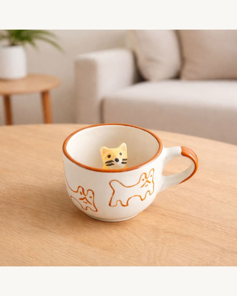 3D Cat Mug | Cat Mug | Cat Coffee Mug | Cat Mug | Gift Mug | Pintresty Mug | Cat Figurine | Cat Surprise Mug