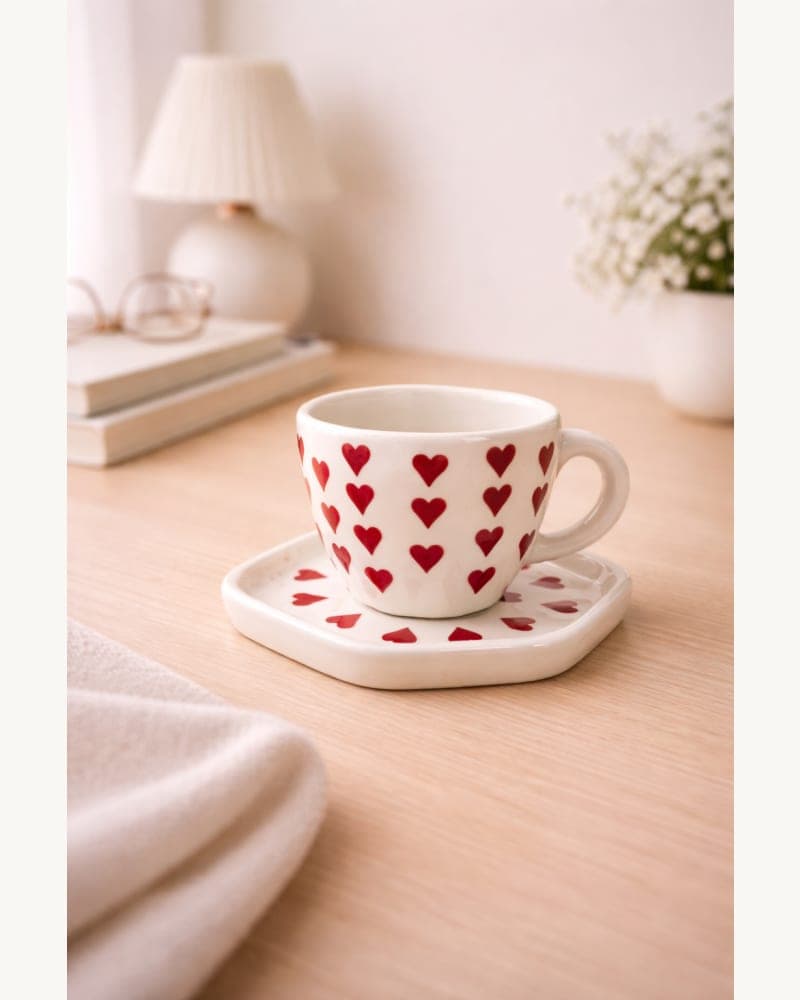 Read Heart Mug & Saucer | Heart Cup | Heart Coffee Mug | Cute Heart Mug | Gift Mug | Pintresty Mug | Handmade Mug | Heart Surprise Mug | Diamong Mug |Heart Mug & Saucer | Mug & Saucer