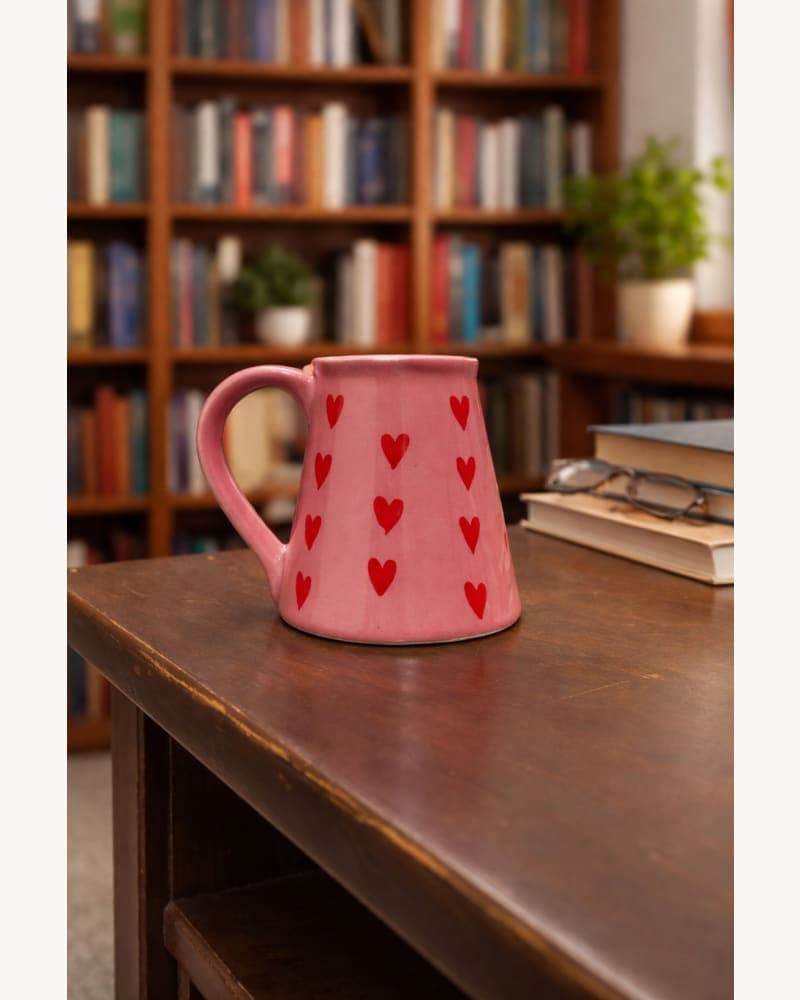 Conical Pink Heart Mug | Heart Cup | Heart Coffee Mug | Cute Heart Mug | Gift Mug | Pintresty Mug | Handmade Mug | Heart Surprise Mug | Pink Heart | Pink Mug | Pink Conical Mug