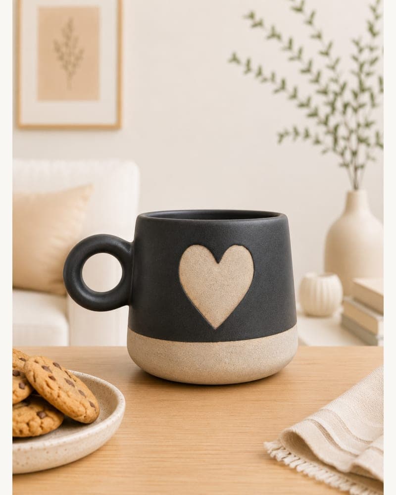 Matte Heart Mug | Minimalist Ceramic Mug | Black Coffee Mug | Modern Love Mug | Pinteresty Mug