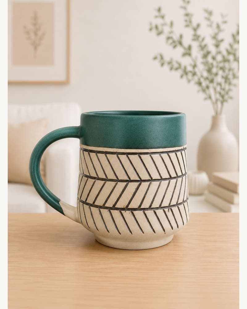 Engraved Pattern Mug | Matte Ceramic Mug | Textured Coffee Mug | Handmade Stoneware Mug | Pinteresty Mug